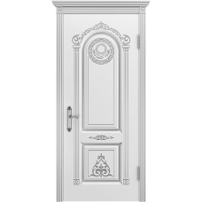 Ульяновская дверь Ода-3 белая эмаль патина серебро ДГ