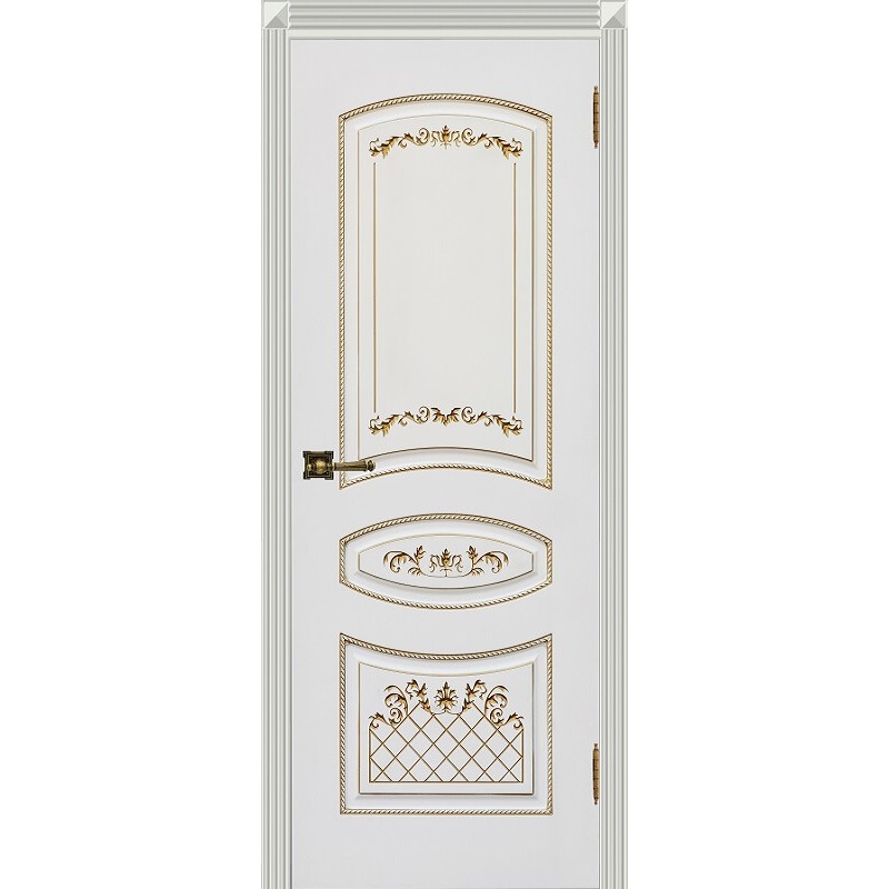 Дверь Карина-3 белая эмаль патина золото ДГ