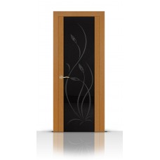 Дверь СитиДорс модель Янтарь цвет Анегри светлый триплекс чёрный