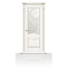 Дверь СитиДорс модель Онтарио цвет Ясень белый стекло Метелица