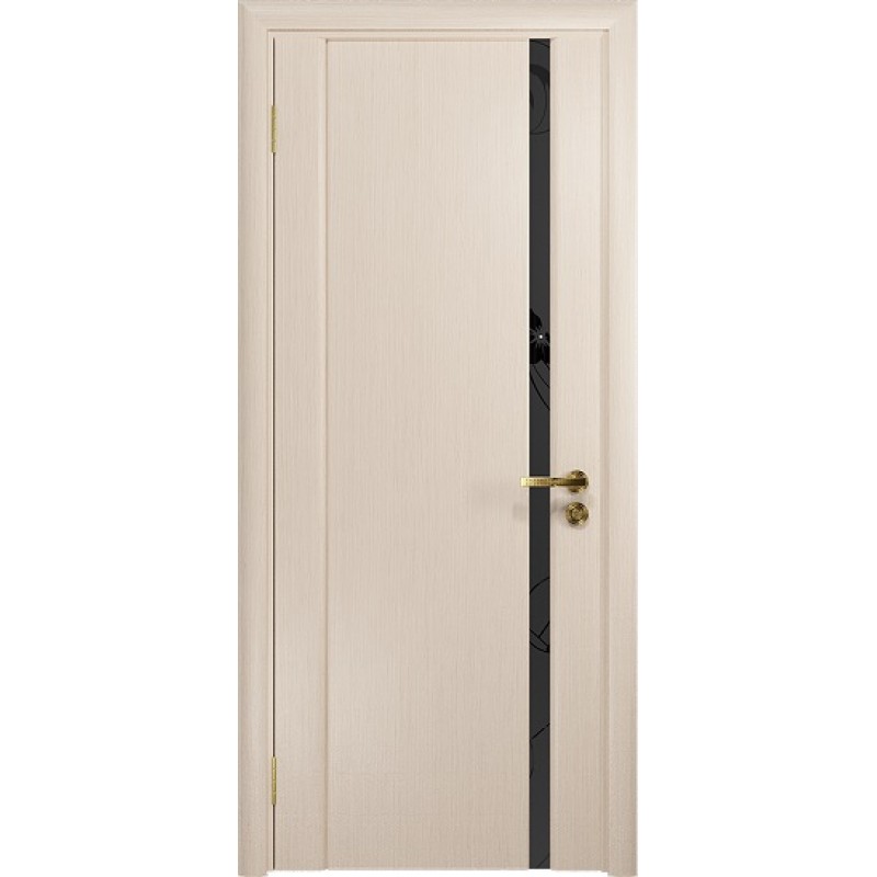 Межкомнатная Дверь DioDoor Винтаж-1 беленый дуб черный триплекс Вьюнок матовый
