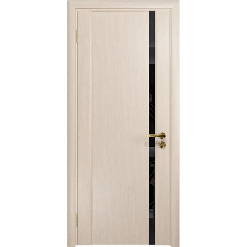 Межкомнатная Дверь DioDoor Винтаж-1 беленый дуб черный триплекс Вьюнок глянцевый
