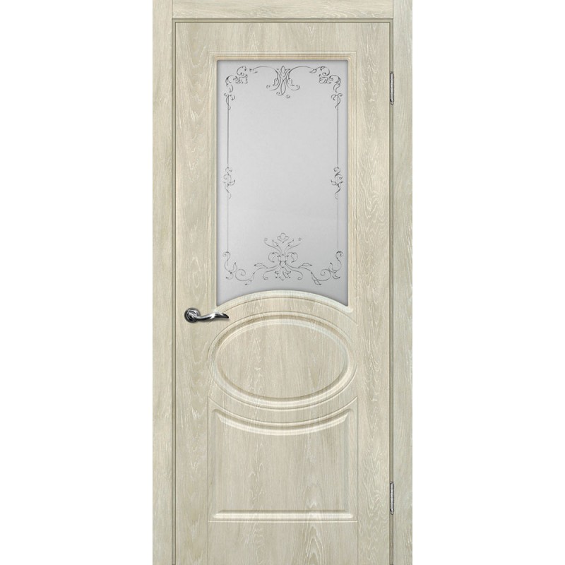 Межкомнатная Дверь МариаМ Сиена-1 Дуб седой стекло контур серебро
