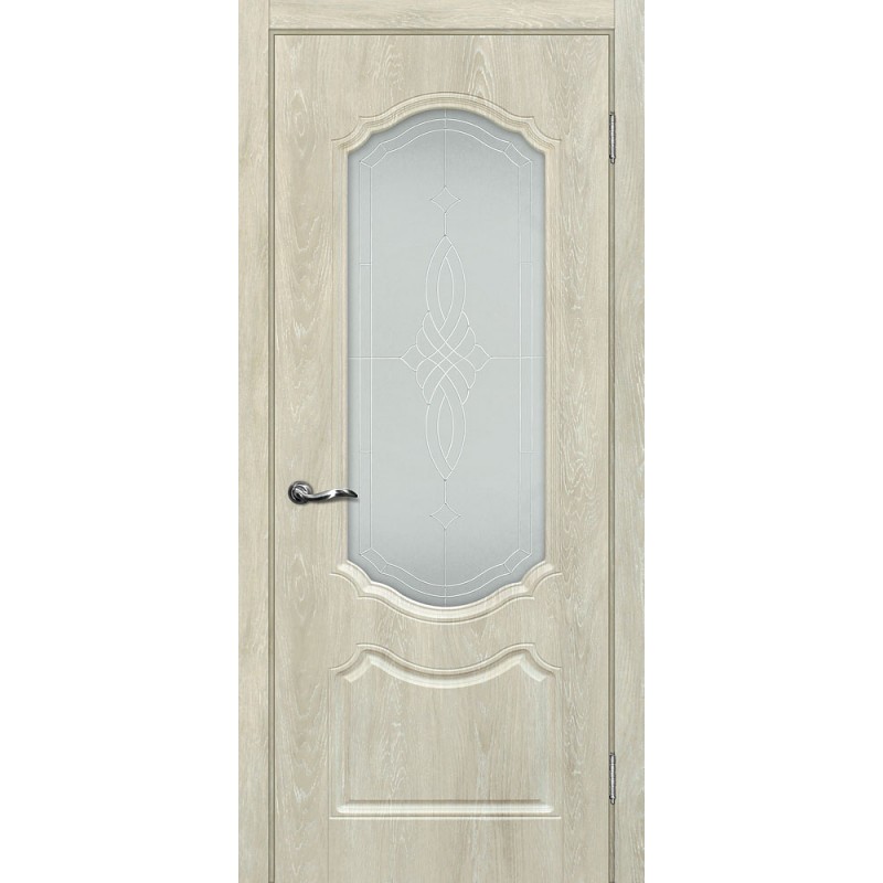 Межкомнатная Дверь МариаМ Сиена-2 Дуб седой стекло контур серебро