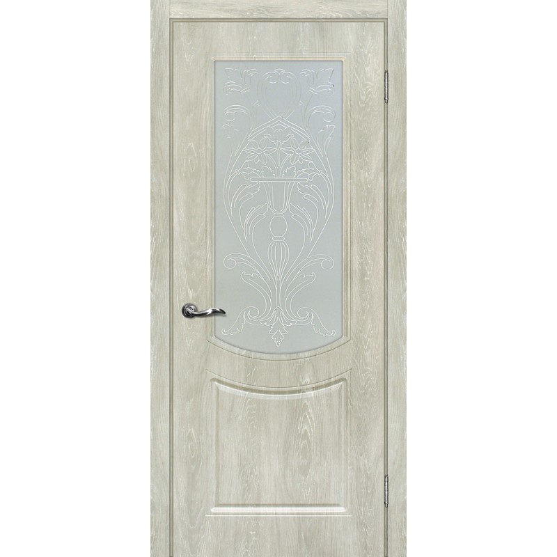 Межкомнатная Дверь МариаМ Сиена-3 Дуб седой стекло контур серебро