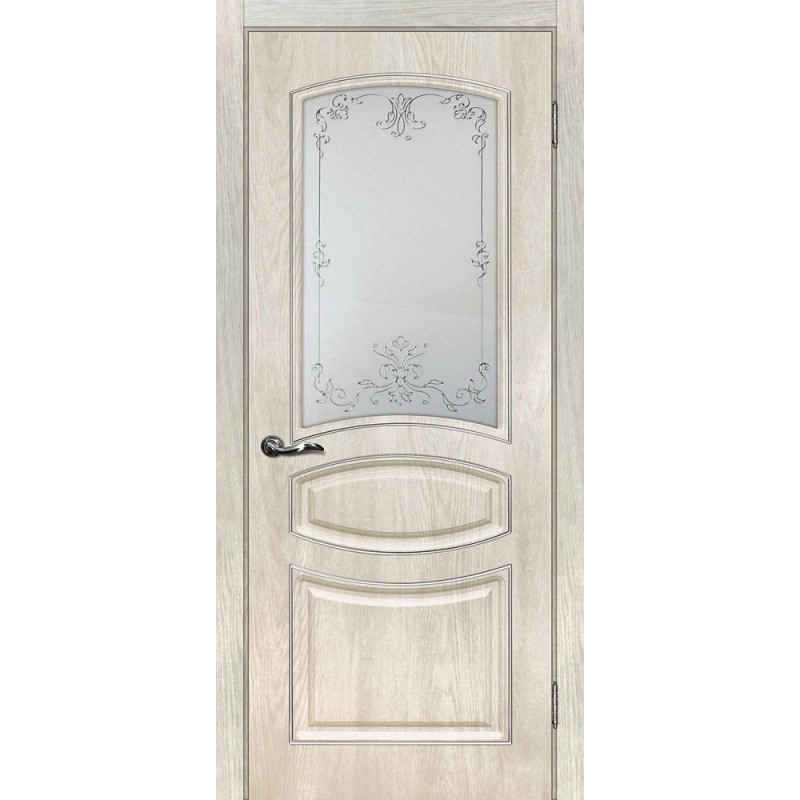 Межкомнатная Дверь МариаМ Сиена-5 Дуб седой стекло контур серебро