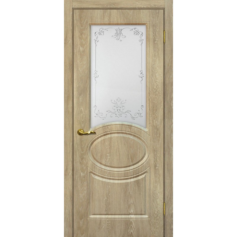 Межкомнатная Дверь МариаМ Сиена-1 Дуб песочный стекло контур серебро