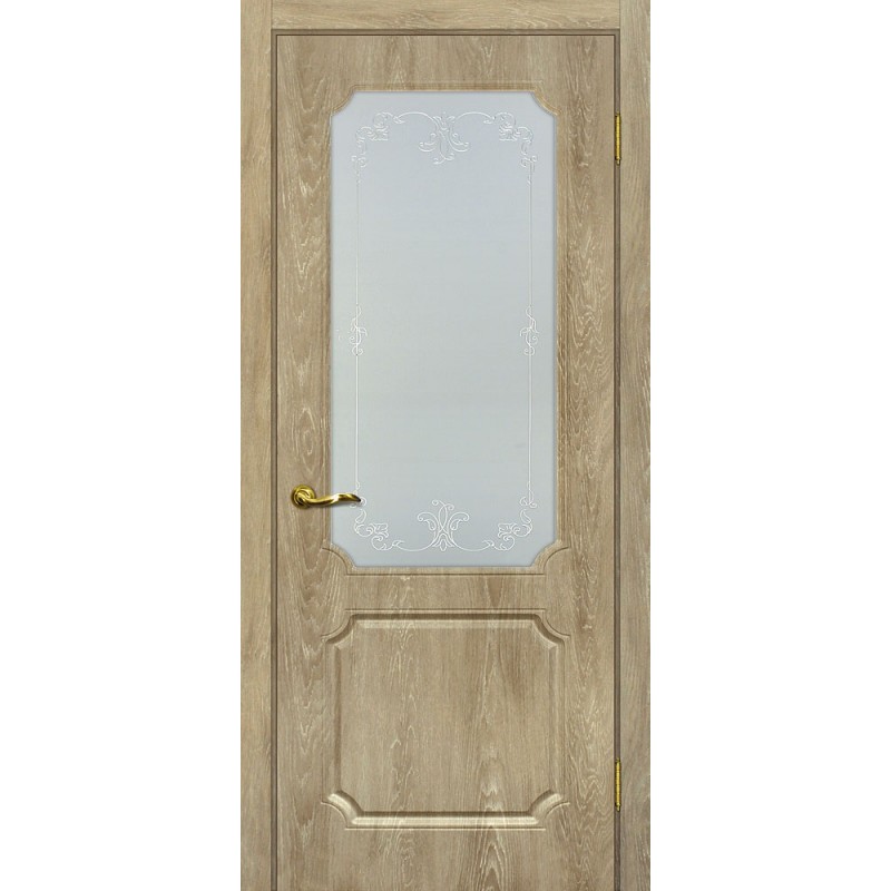 Межкомнатная Дверь МариаМ Сиена-4 Дуб песочный стекло контур серебро