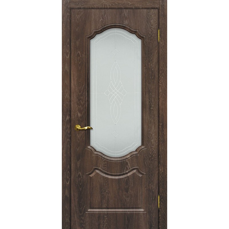 Межкомнатная Дверь МариаМ Сиена-2 Дуб корица стекло контур серебро