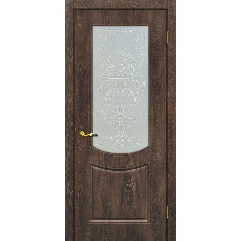 Межкомнатная Дверь МариаМ Сиена-3 Дуб корица стекло контур серебро