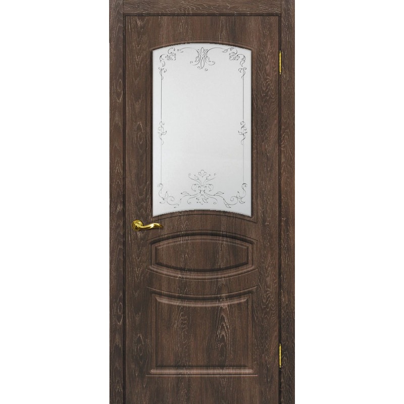 Межкомнатная Дверь МариаМ Сиена-5 Дуб корица стекло контур серебро