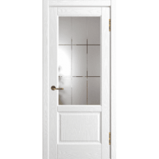 Межкомнатная дверь Ника модерн (вогнутая калёвка) шпон ясень пломбир ПО сатин